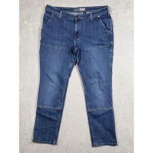 Carhartt Jeans Womens 14 Blue Relaxed Fit BD5110-W Work Utility Double Front